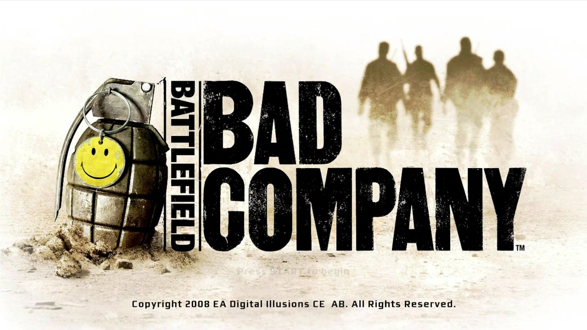 Battlefield: Bad Company title screen for Xbox 360